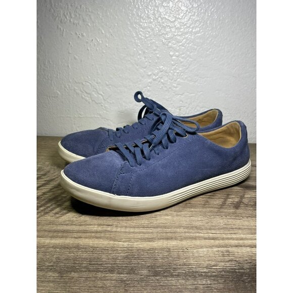 COLE HAAN GRAND 0S WOMENS BLUE SUEDE LACE UP LOW TOP WALKING SNEAKERS 9.5 B - Picture 1 of 6